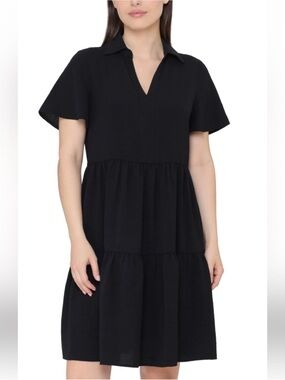 ☀️Tahari Tiered Summer Dress Black Size Medium